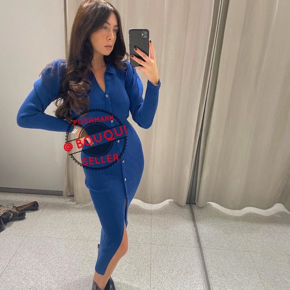 BLOGGERS FAVORITE ZARA PUFF SLEEVES KNIT DRESS - Picture 3 of 9